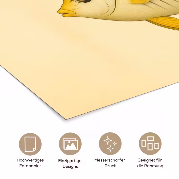 Ovaal - Vis - Geel - Schubben poster papier klein -tcloseup_DE