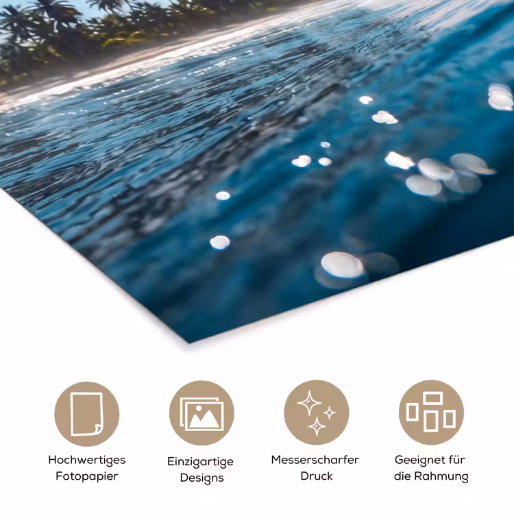 Oceaan - Golf - Strand - Natuur - Blauw poster papier klein -tcloseup_DE
