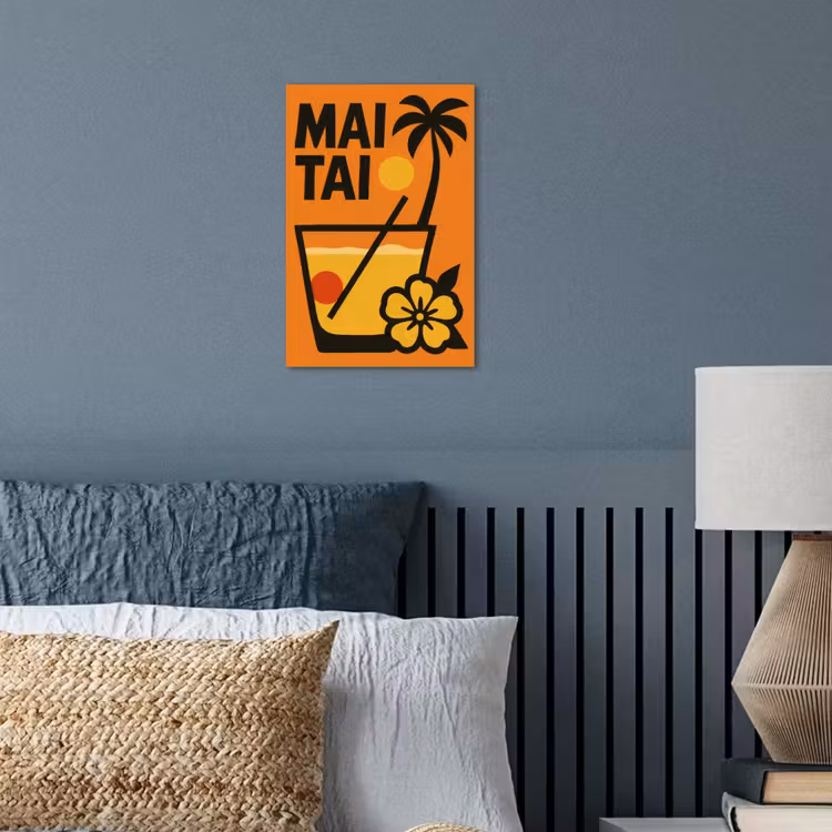 Palmboom - Bloem - Art - Drink poster papier klein -sfeer2