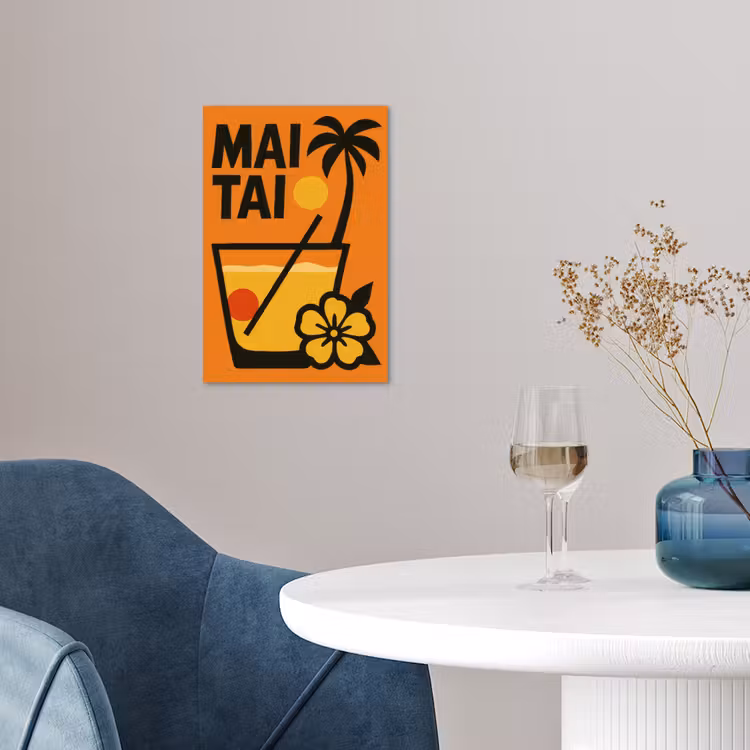 Palmboom - Bloem - Art - Drink poster papier klein -sfeer3