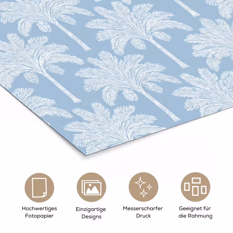 Palmboom - Modern - Blauw poster papier klein 62 -tcloseup_DE