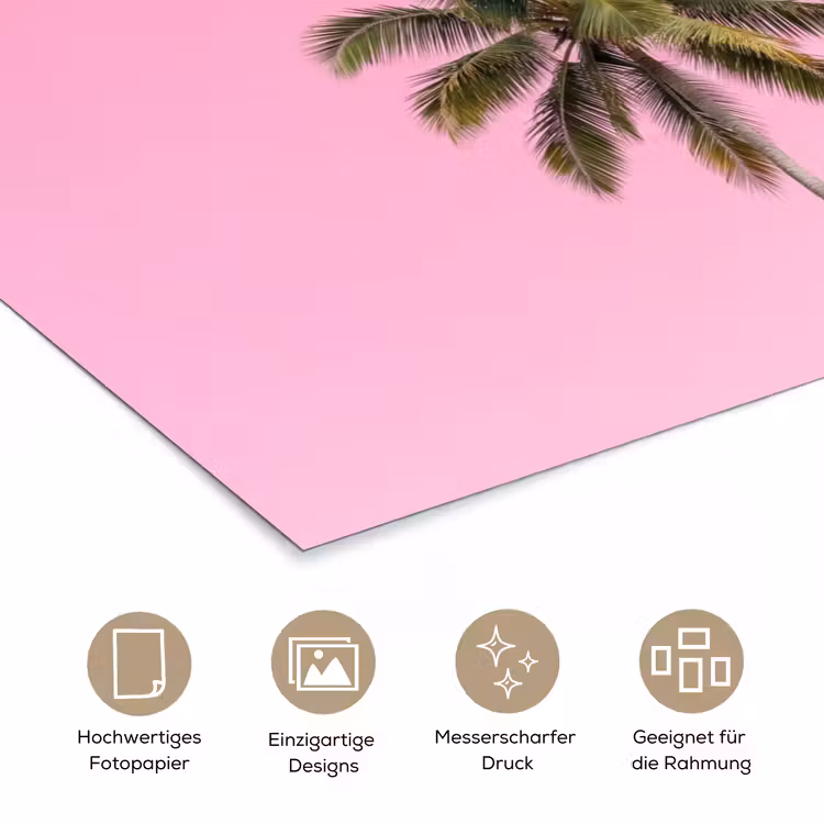 Palmboom - Tropisch - Pink poster papier klein -tcloseup_DE