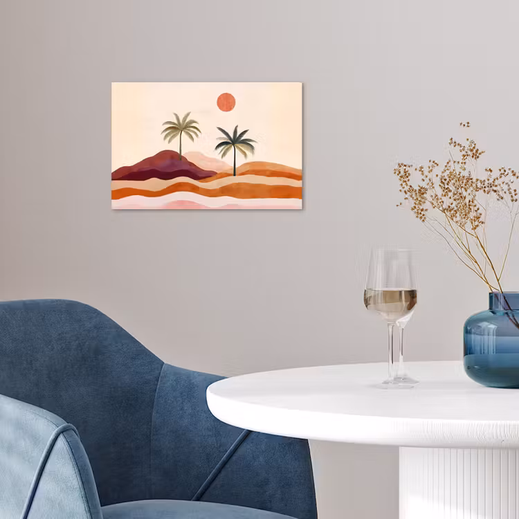 Palmbomen - Abstract - Zon - Heuvels poster papier klein -sfeer3