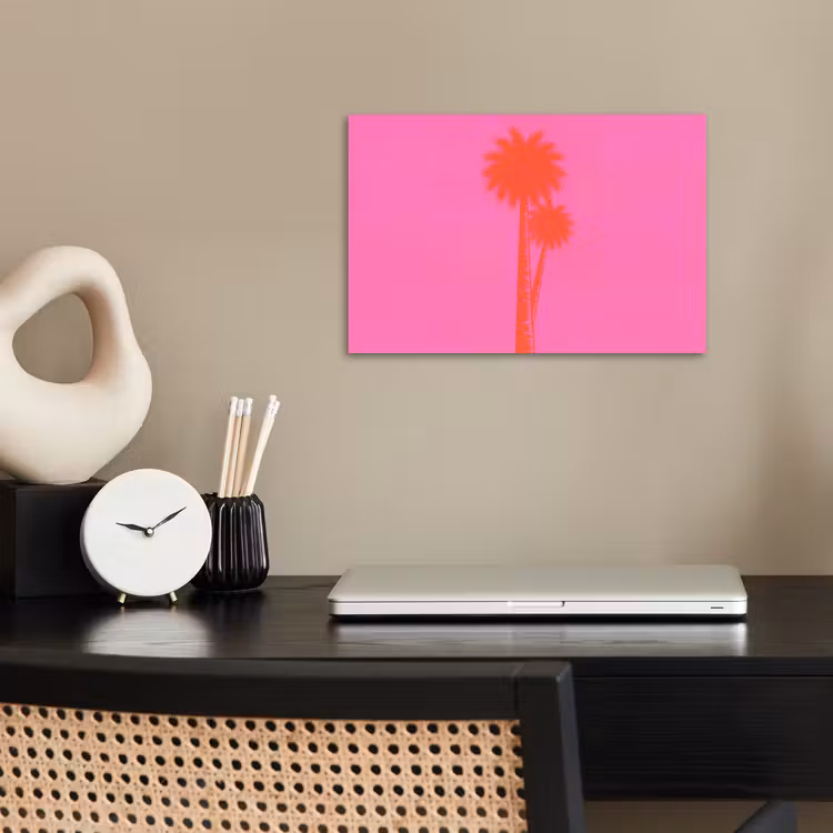 Palmbomen - Modern - Roze poster papier klein -sfeer1