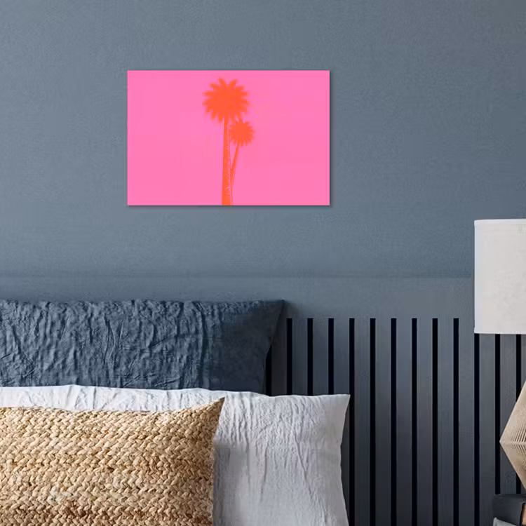 Palmbomen - Modern - Roze poster papier klein -sfeer2