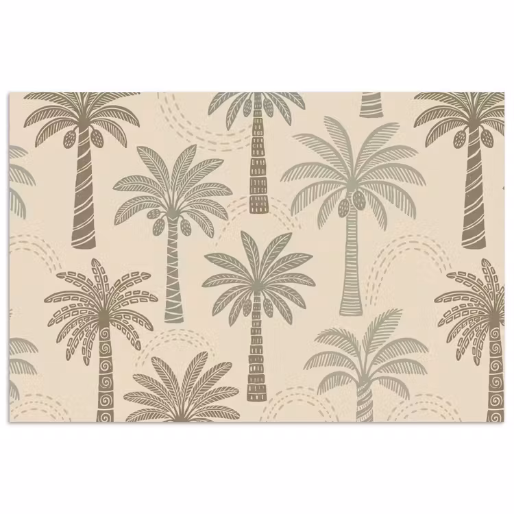Palmbomen - Patroon - Tropisch - Beige poster papier klein -3d