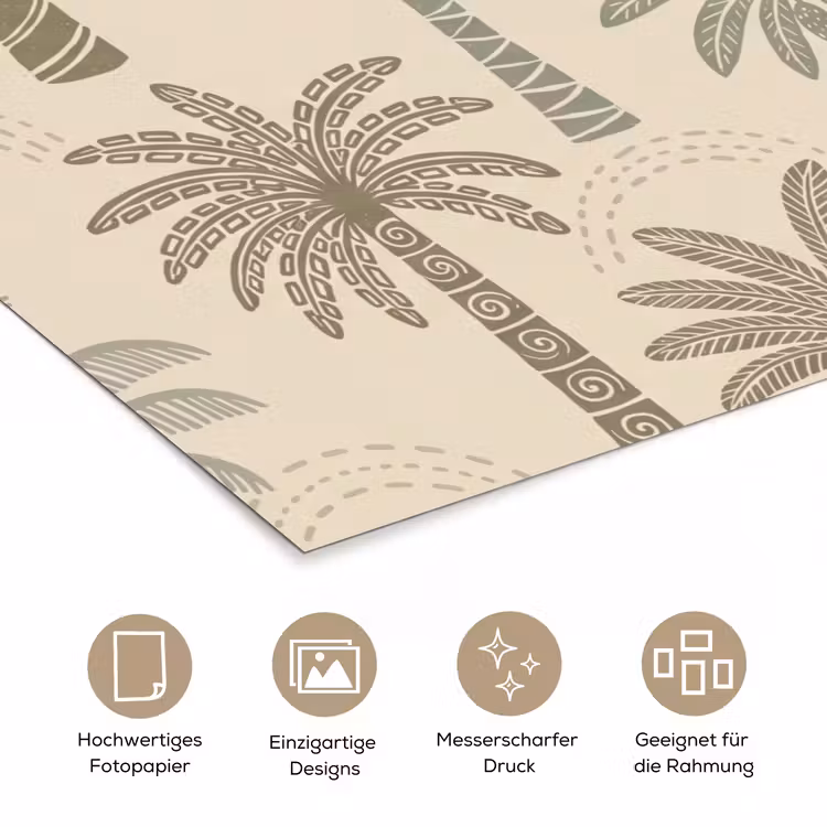 Palmbomen - Patroon - Tropisch - Beige poster papier klein -tcloseup_DE