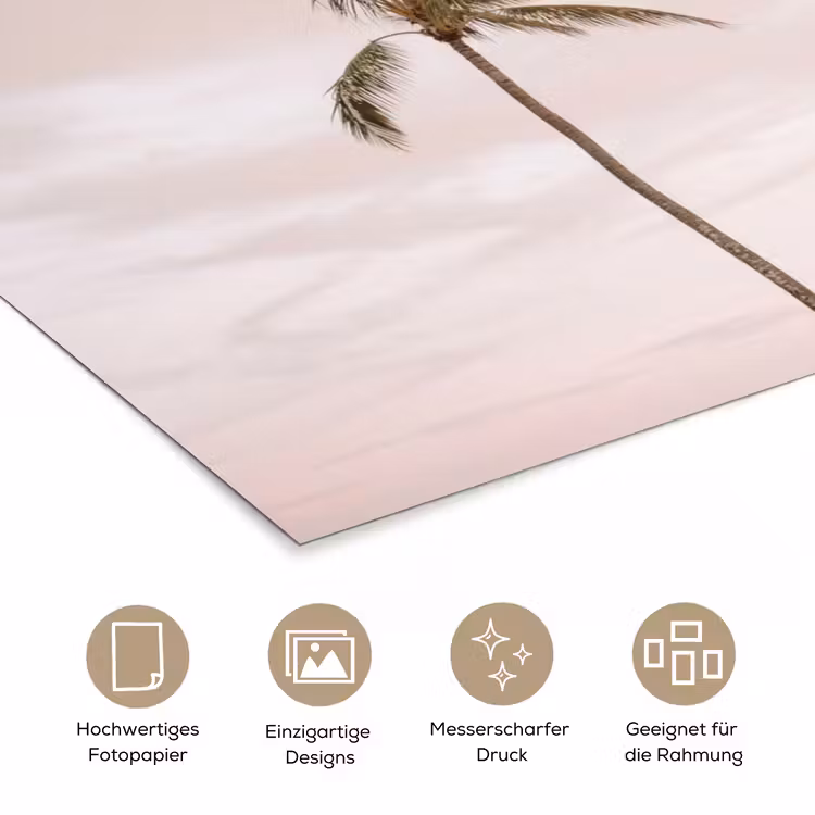 Palmbomen - Zonsondergang - Roze poster papier klein -tcloseup_DE
