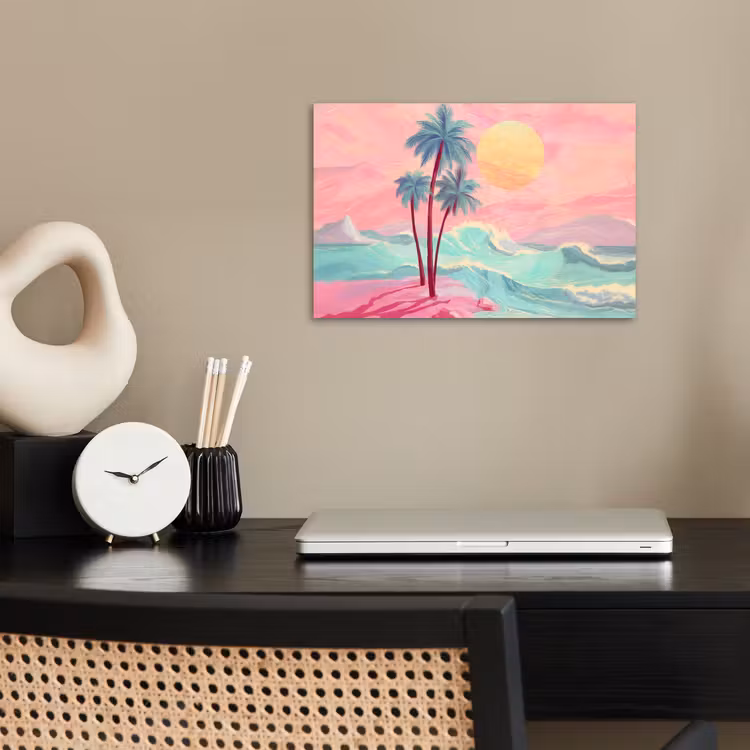 Palmbomen - Golven - Zee poster papier klein -sfeer1
