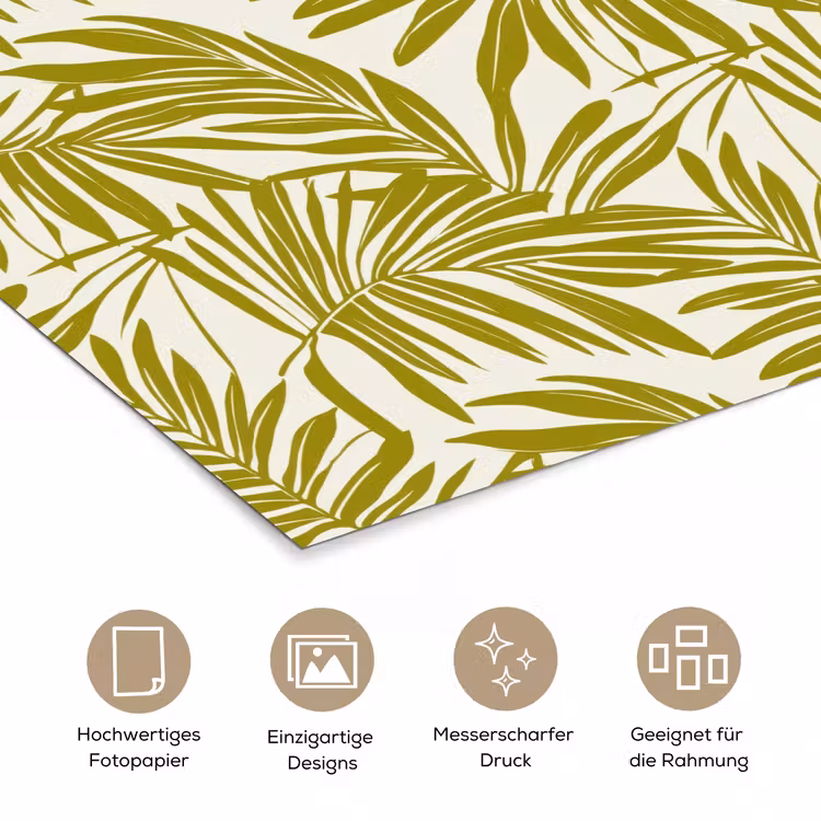 Palmblad - Patroon - Groen poster papier klein 62 -tcloseup_DE