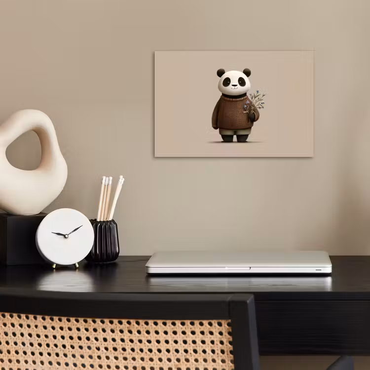 Panda - Blauwe bloemen - Zachtheid poster papier klein -sfeer1