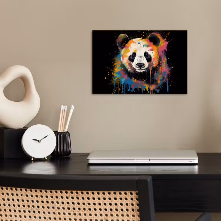 Panda - Graffiti - Dieren - Zwart - Kleuren poster papier klein -sfeer1