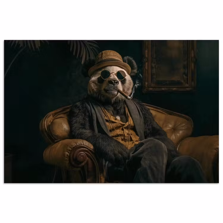 Panda - Hoed - Bril - Pak poster papier klein -3d