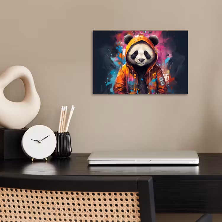 Panda - Jas - Graffiti - Oranje poster papier klein -sfeer1