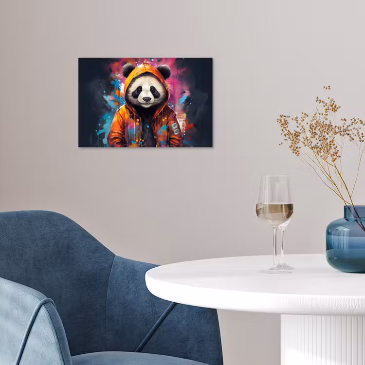 Panda - Jas - Graffiti - Oranje poster papier klein -sfeer3