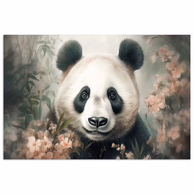 Panda - Dieren - Bloemen - Planten poster papier klein -3d