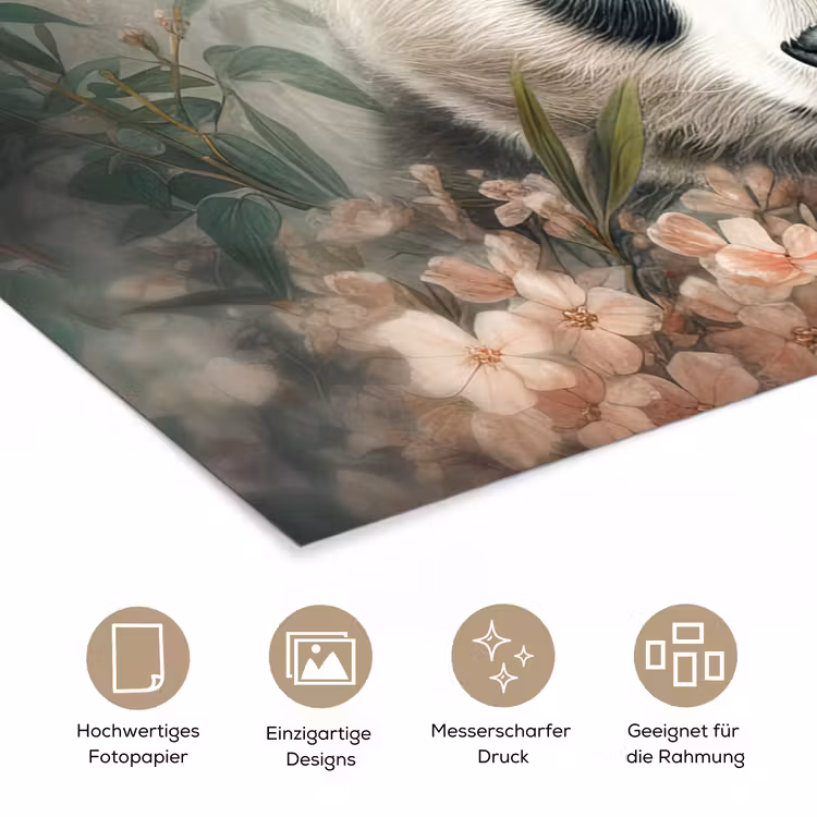 Panda - Dieren - Bloemen - Planten poster papier klein -tcloseup_DE