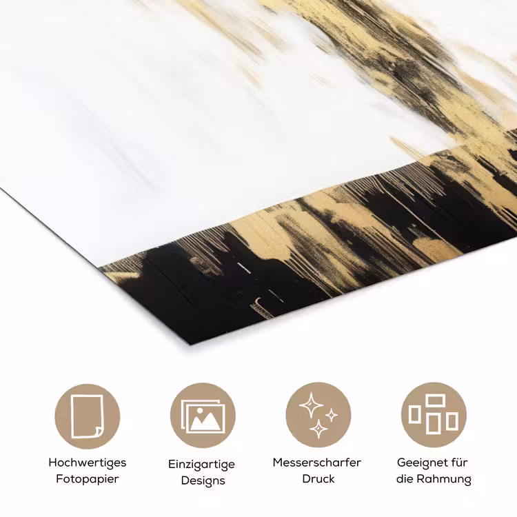 Panter - Zwart - Abstract - Goud poster papier klein -tcloseup_DE