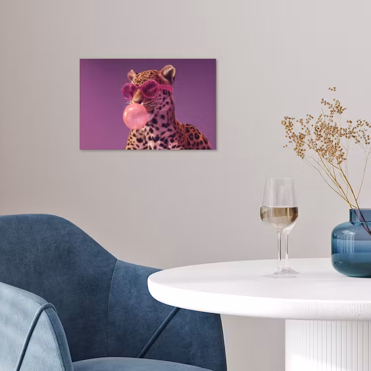 Panter - Zonnebril - Kauwgombel - Roze poster papier klein -sfeer3