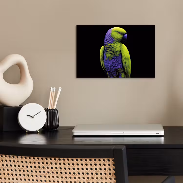 Papegaai - Veren - Opvallend - Groen poster papier klein -sfeer1