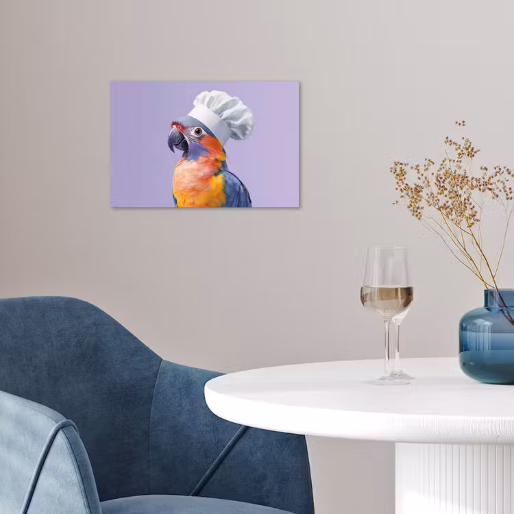 Papegaai - Koksmuts - Paars - Cute poster papier klein -sfeer3