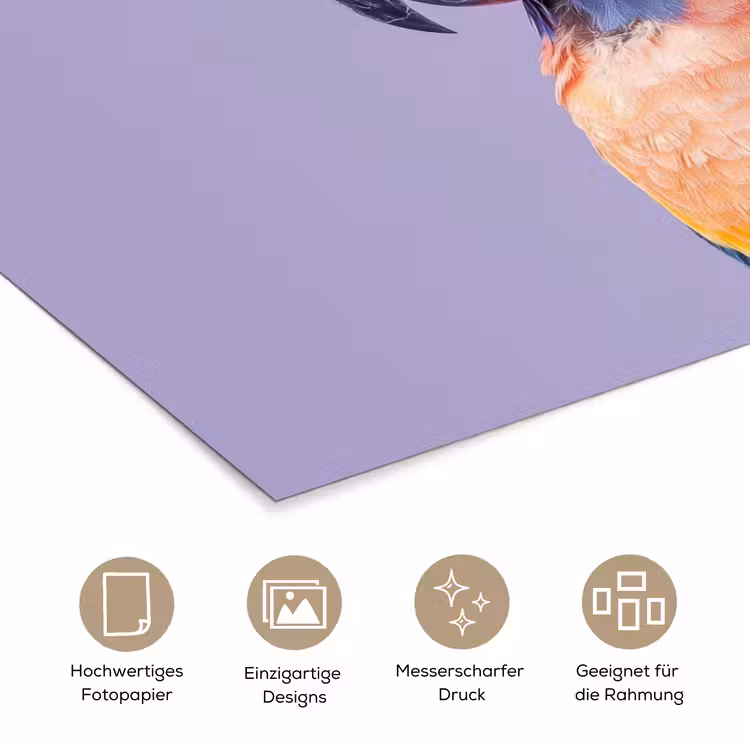 Papegaai - Koksmuts - Paars - Cute poster papier klein -tcloseup_DE