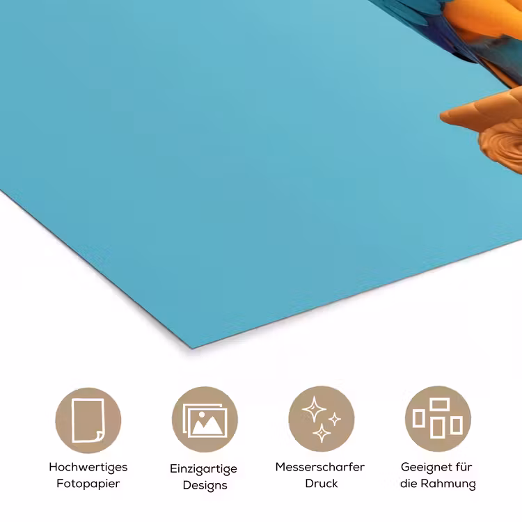 Papegaai - Koksmuts - Grappig - Vogel poster papier klein -tcloseup_DE