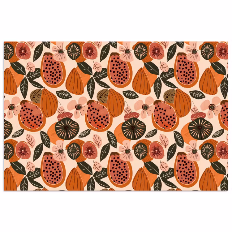 Papaja - Bloesem - Oranje poster papier klein 62 -3d