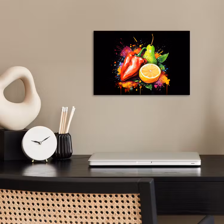 Paprika - Peer - Citroen - Graffiti - Verf - Abstract poster papier klein -sfeer1