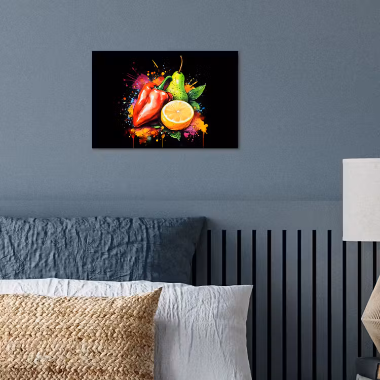 Paprika - Peer - Citroen - Graffiti - Verf - Abstract poster papier klein -sfeer2