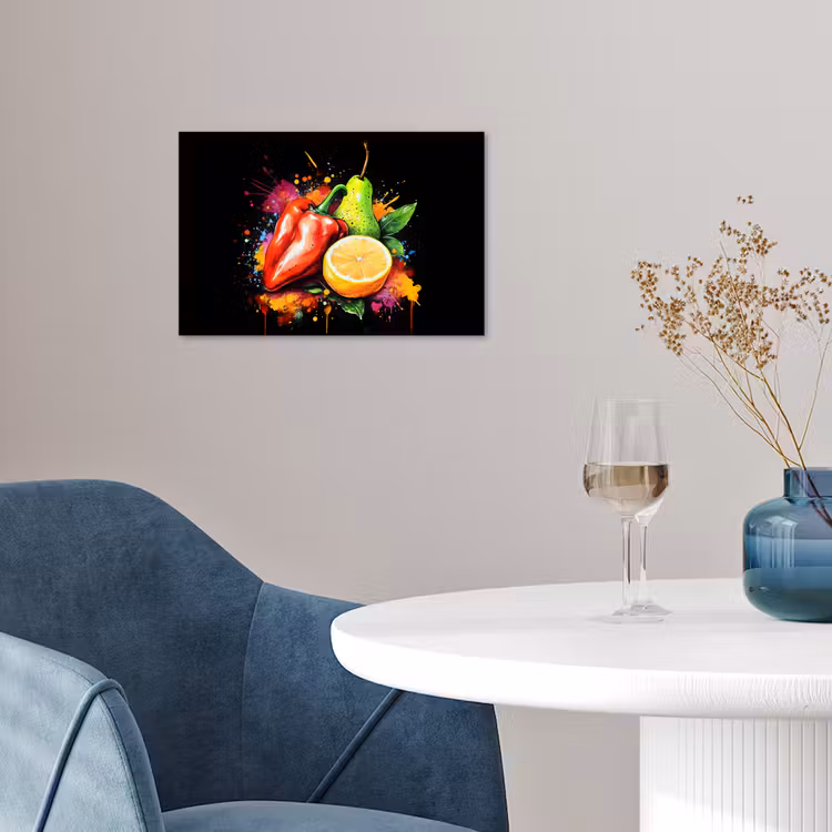 Paprika - Peer - Citroen - Graffiti - Verf - Abstract poster papier klein -sfeer3
