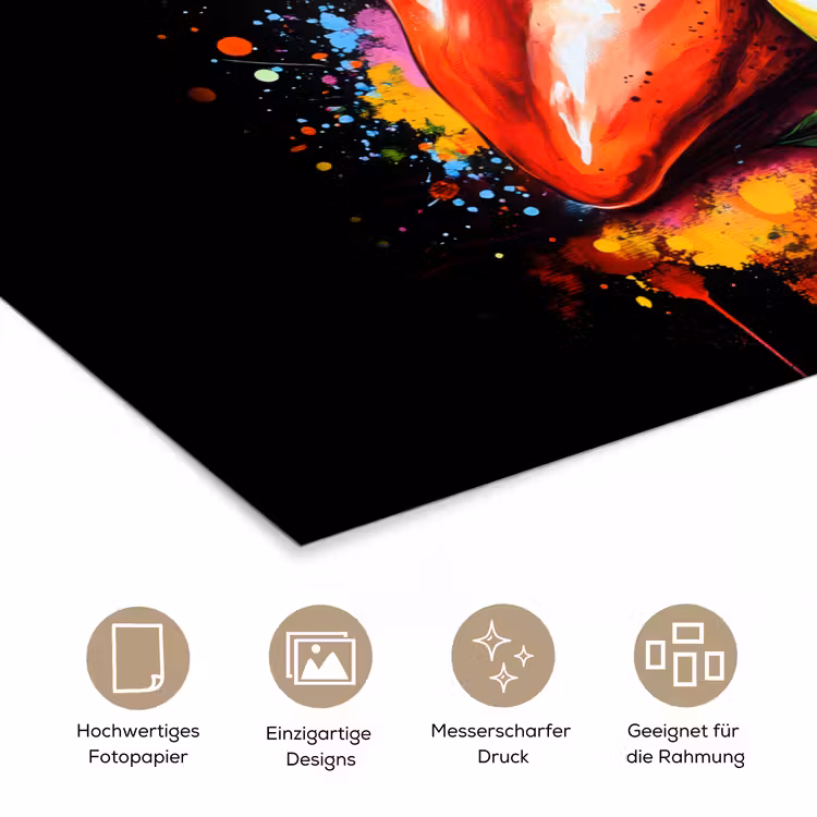 Paprika - Peer - Citroen - Graffiti - Verf - Abstract poster papier klein -tcloseup_DE