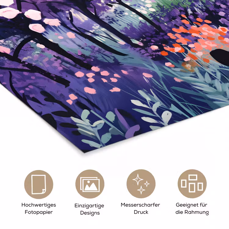 Park - Bomen - Bloemen - Gebouwen poster papier klein -tcloseup_DE