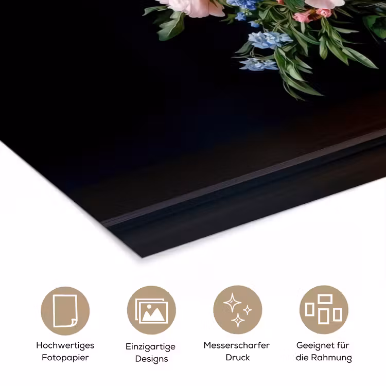 Pastel - Bloemen - Glazen - Vaas poster papier klein -tcloseup_DE