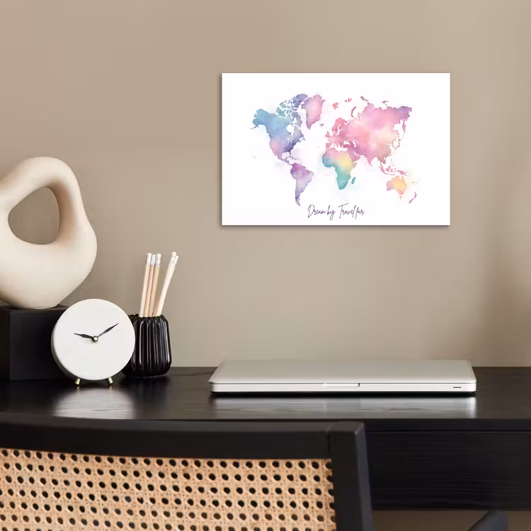 Pastel - Wereldkaart - Quote - Dream poster papier klein -sfeer1