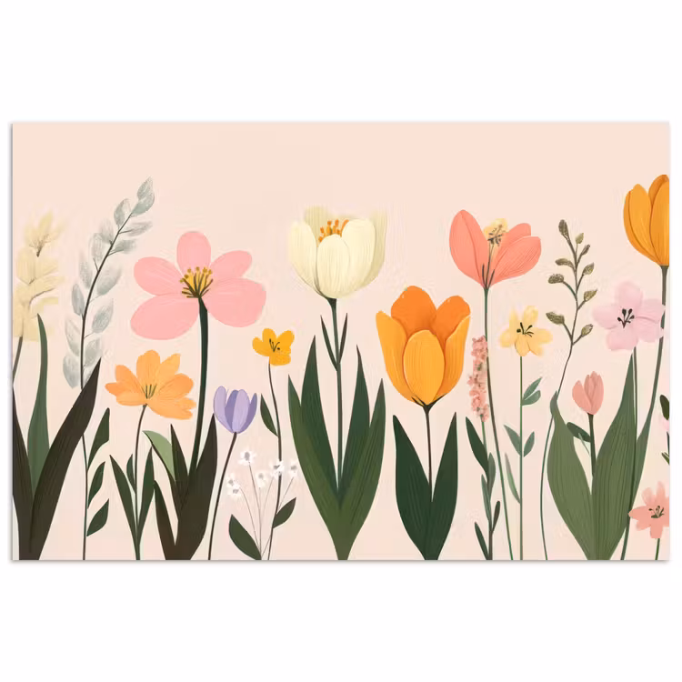 Pasteltinten - Bloemen - Illustratie poster papier klein -3d