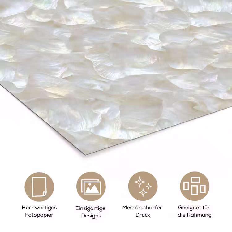 Parelmoerglans - Wit - Schelp poster papier klein 62 -tcloseup_DE