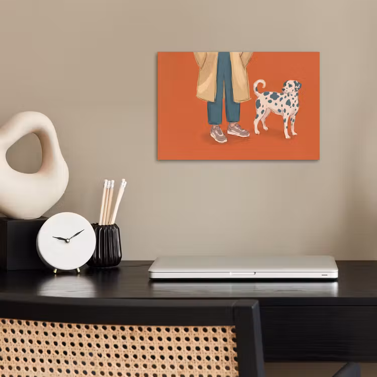 Persoon - Hond - Dieren - Illustratie - Modern poster papier klein -sfeer1