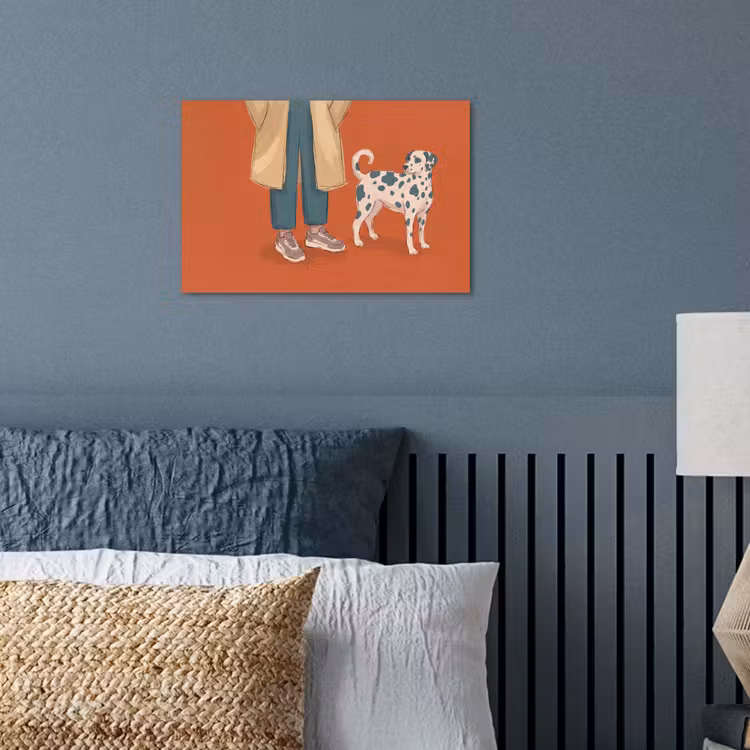 Persoon - Hond - Dieren - Illustratie - Modern poster papier klein -sfeer2