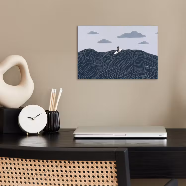 Persoon - Surfen - Oceaan - Natuur - Modern poster papier klein -sfeer1