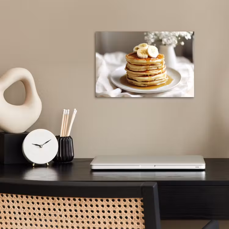 Pannenkoeken - Banaan - Siroop - Wit - Beige poster papier klein -sfeer1