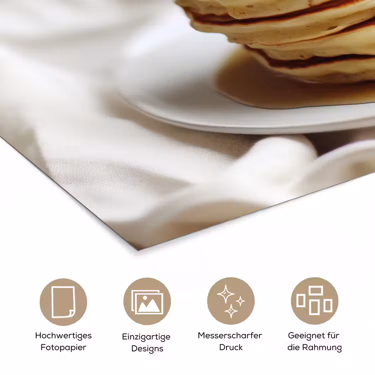 Pannenkoeken - Banaan - Siroop - Wit - Beige poster papier klein -tcloseup_DE
