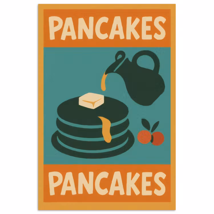 Pannenkoeken - Siroop - Illustratie - Oranje poster papier klein -3d
