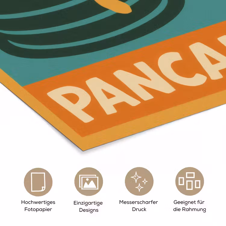 Pannenkoeken - Siroop - Illustratie - Oranje poster papier klein -tcloseup_DE
