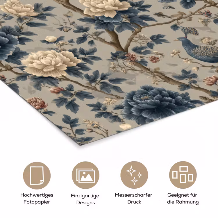 Pauw - Bloemen - Blauw poster papier klein 62 -tcloseup_DE