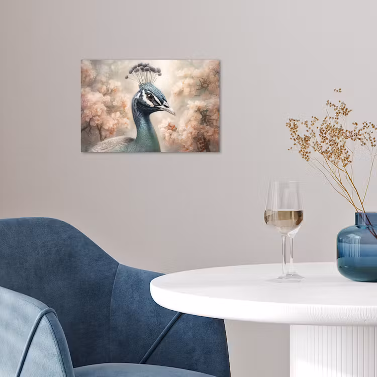 Pauw - Vogels - Bloemen - Boom - Botanisch poster papier klein -sfeer3
