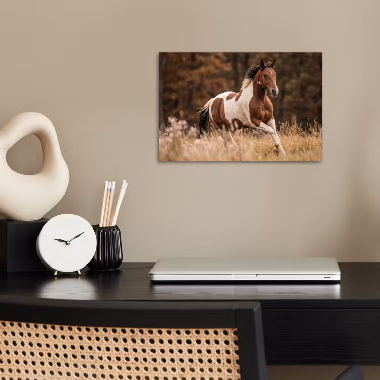Paard - Bruin - Gras poster papier klein -sfeer1