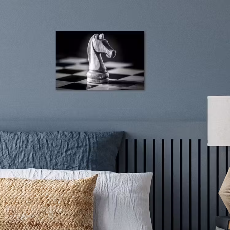 Paard - Hout - Schaalbord - Zwart poster papier klein -sfeer2