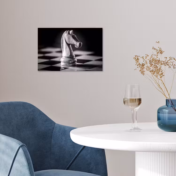 Paard - Hout - Schaalbord - Zwart poster papier klein -sfeer3