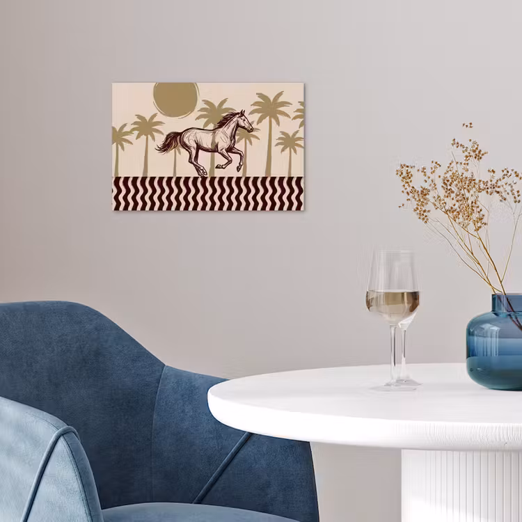 Paard - Galopperend - Woestijn - Illustratie poster papier klein -sfeer3